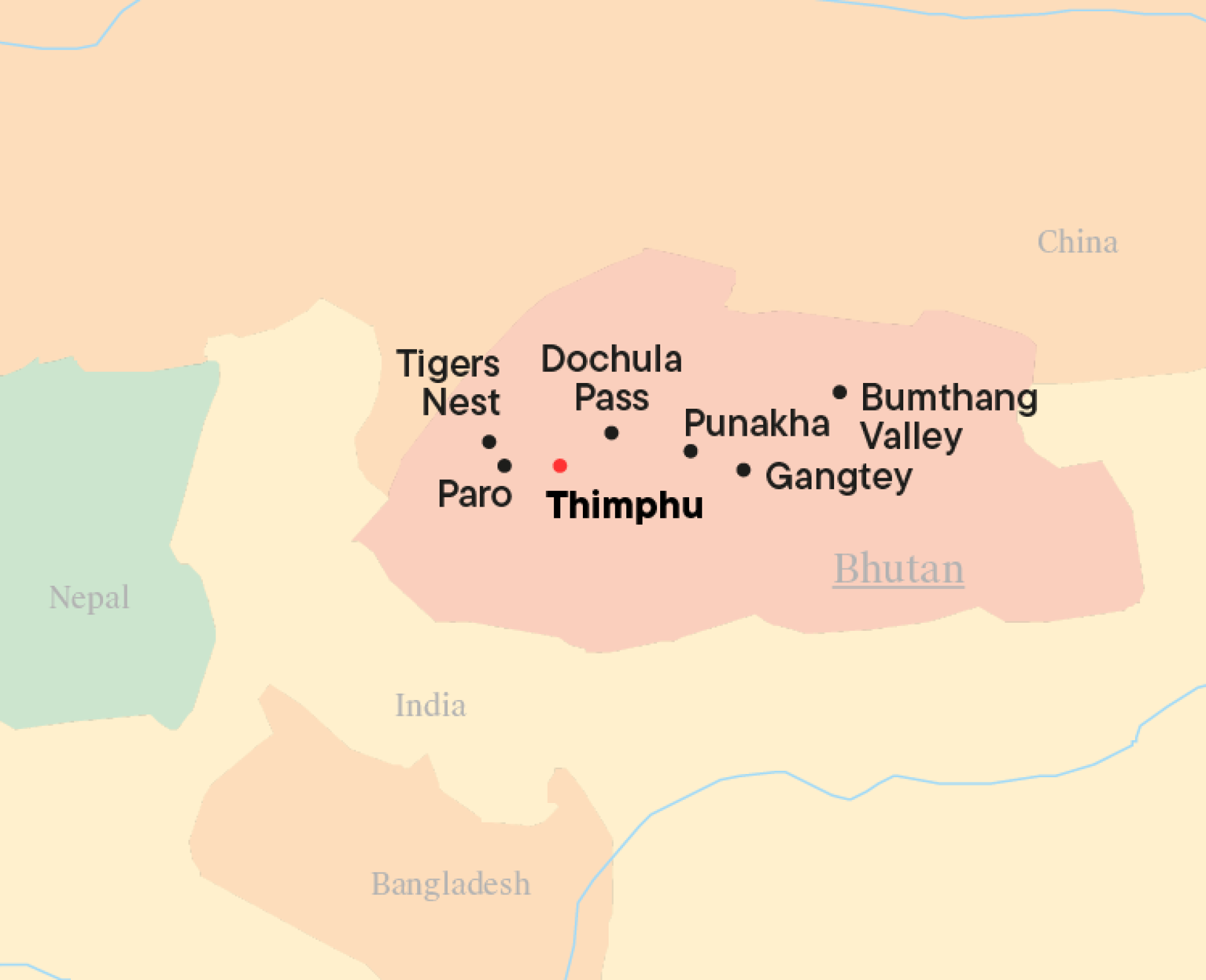Map of Bhutan