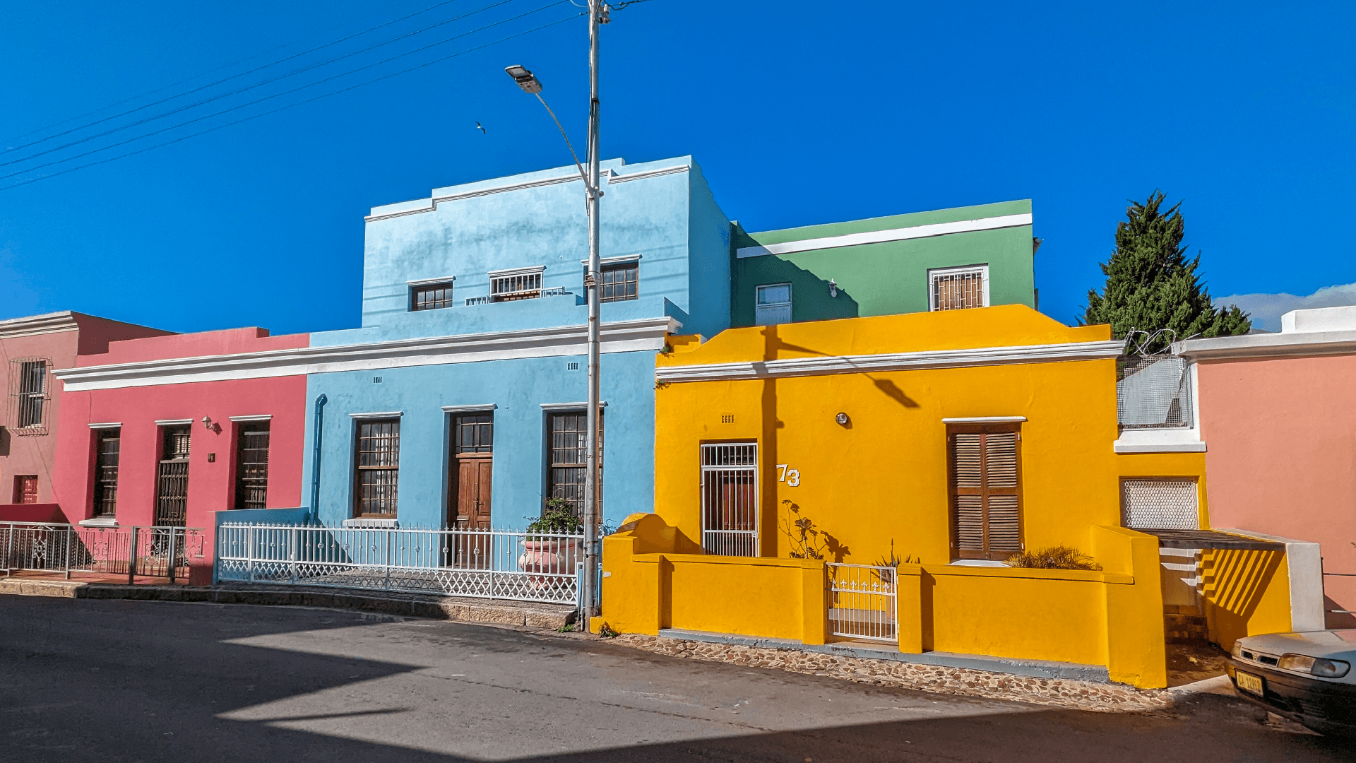 Colourful hourses in Bo Kapp District, Cape Town, South Africa by Priscilla Aster