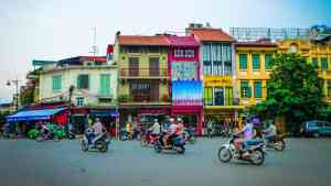 A busy street in Hanoi on a Vietnam tour