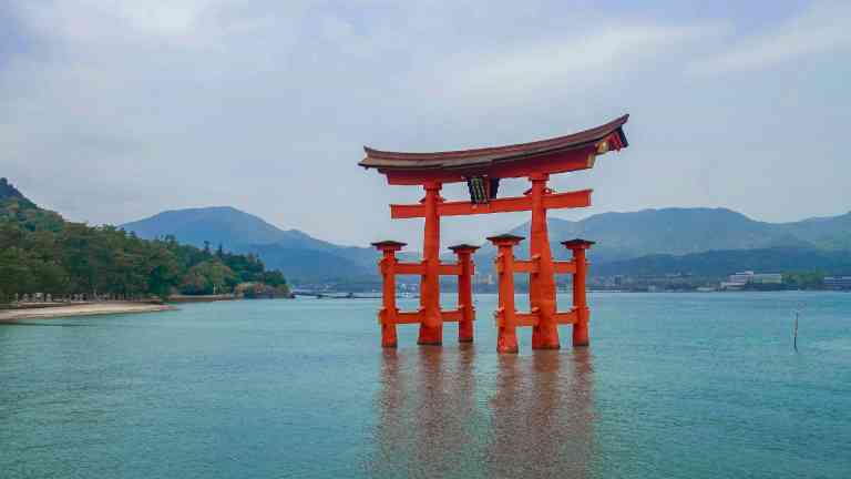 Floating Torii Gate on Miyajima Island, Japan by Rhonda Walsh
