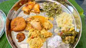 Typical Indian cuisine in Chettinad, India