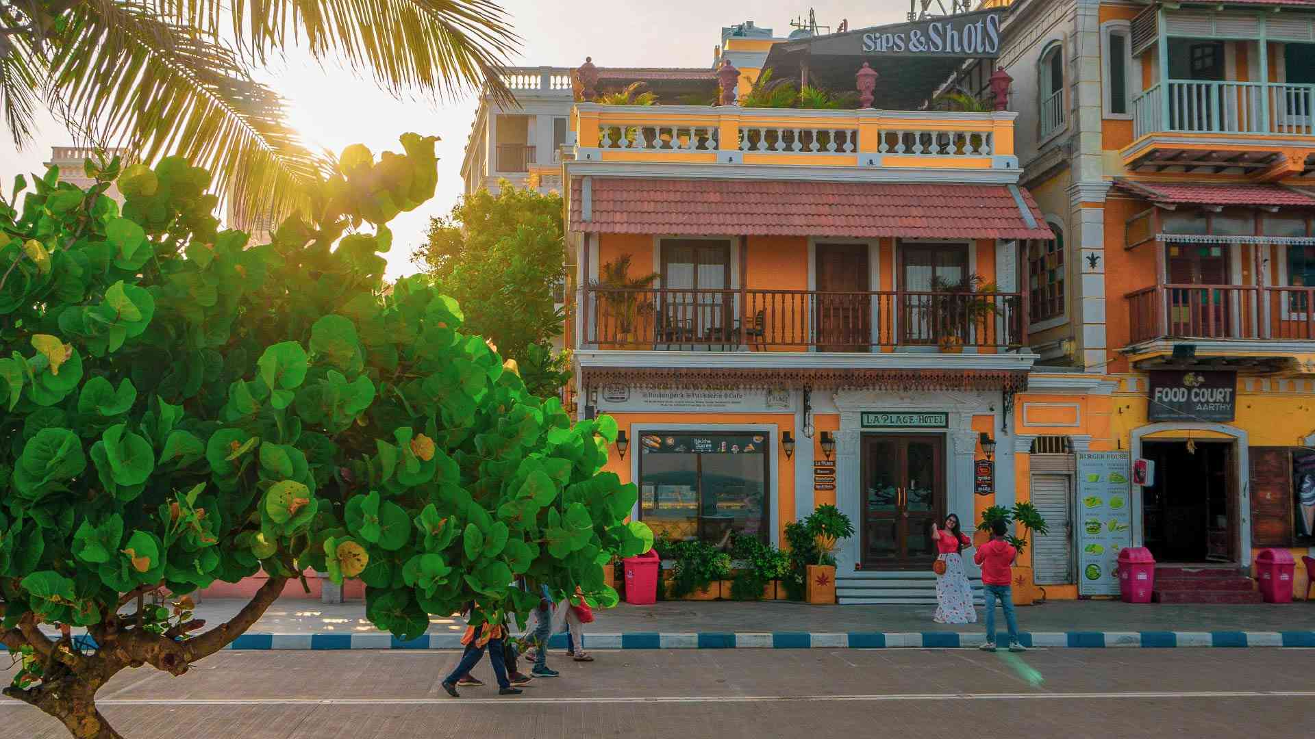 Colourful local houses in Pondicherry, India