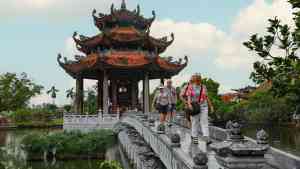 People walking at Nom Pagoda in Vietnam on a Bunnik Tour
