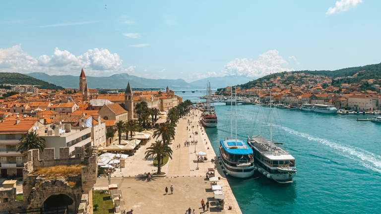 Birdseye view of the port in Trogir, Croatia by Christina Ferreira
