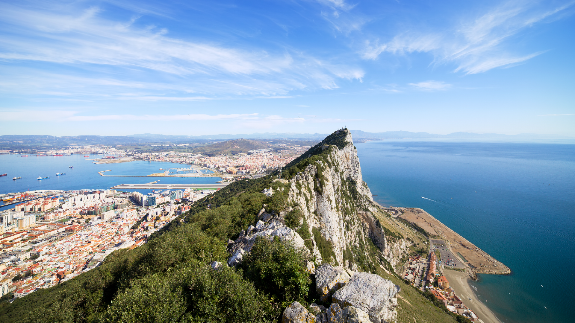 Birdseye view of the Rock of Gibraltar and surrounding old town in the British Territory of Gibraltar in Spain by Artur Bogacki AdobeStock