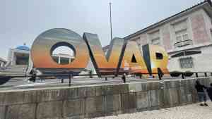 Ovar written in large letters in Ovar, Portugal
