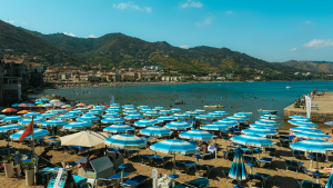 Beachscape of Cefalù in Sicily, Italy by Nicky Bevan