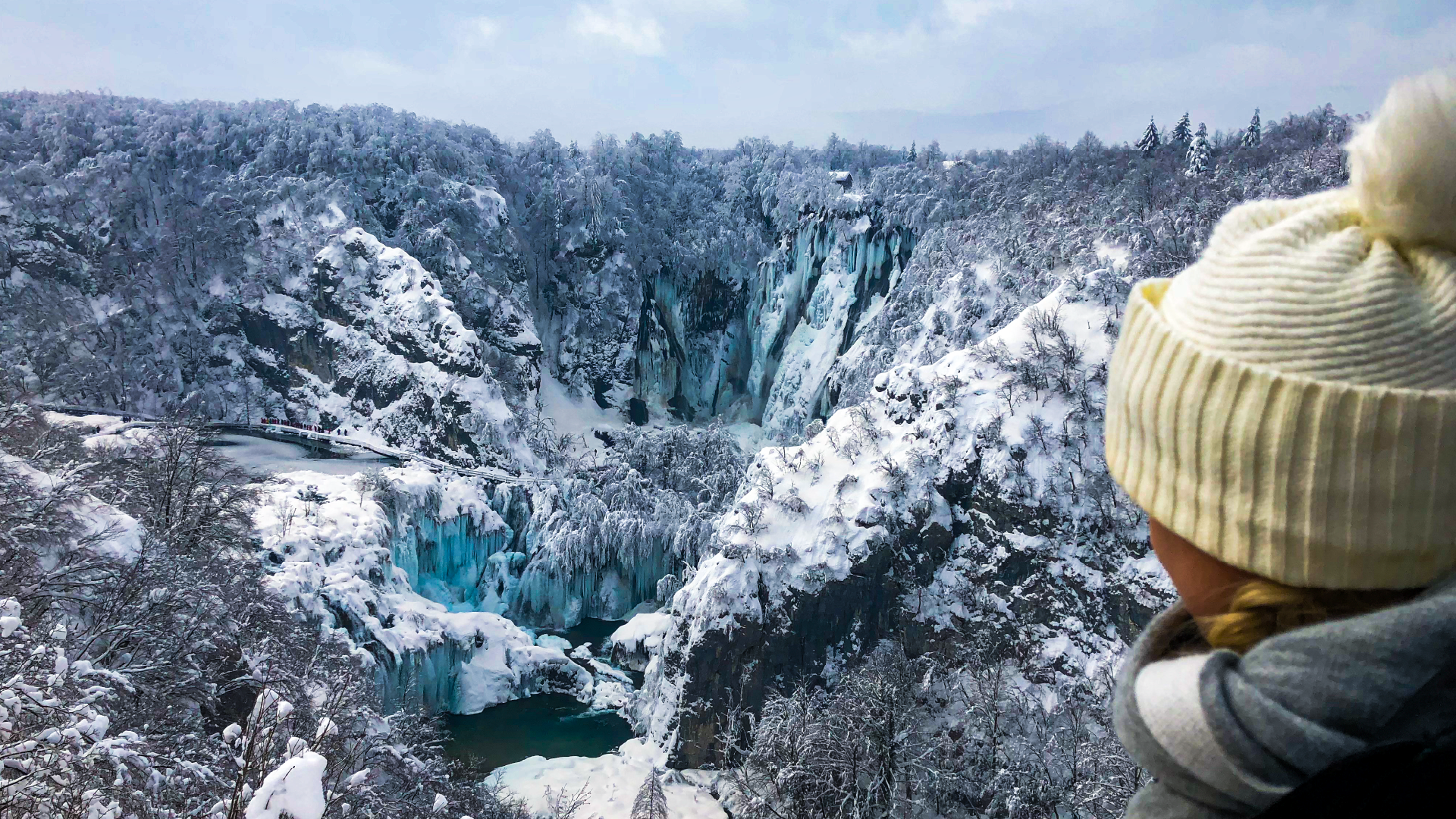 Landscape view of Plitvice Lakes during the Winter, Slovenia by Adam Dickson