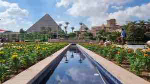 Lunch overlooking the pyramids in Egypt by Dennis Bunnik