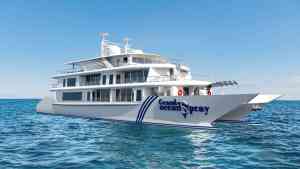 Grand ocean spray ship in the Galapagos