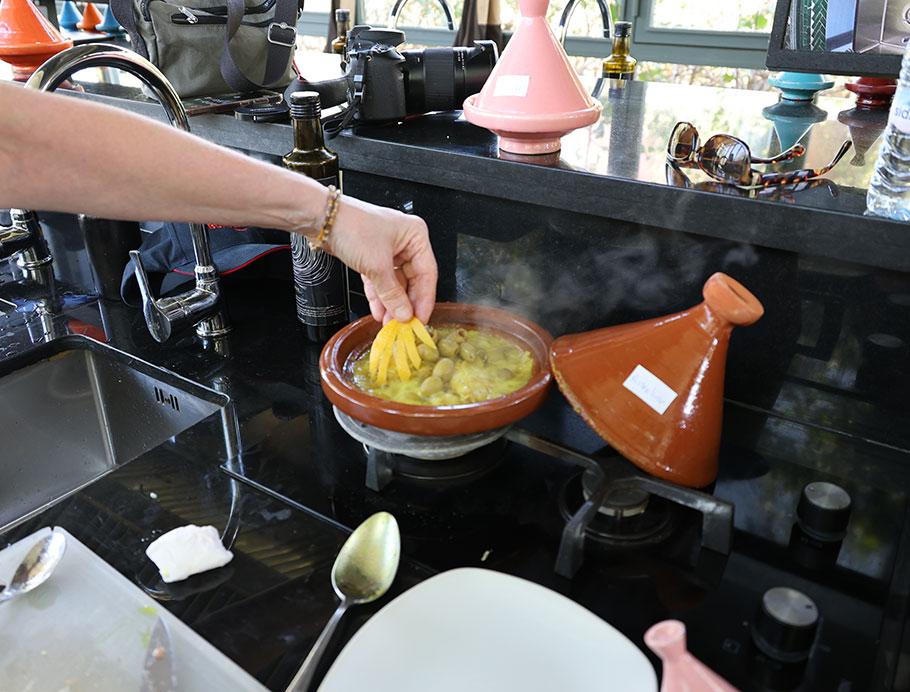 Preparing our chicken tagine