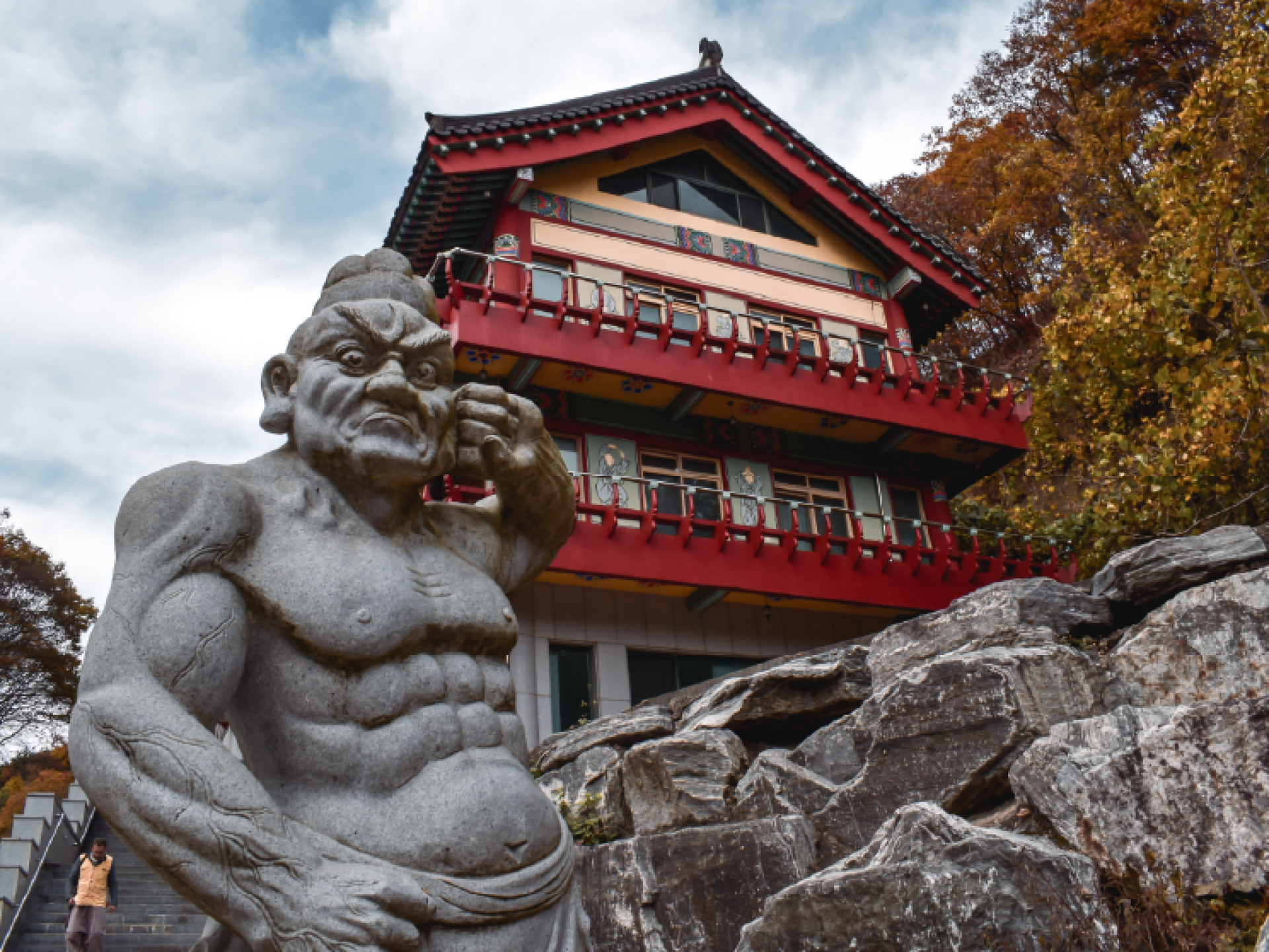 Statue of a monk in front of Golgulsa Temple in Gyeongju, South Korea by MartinZizlavsky / AdobeStock