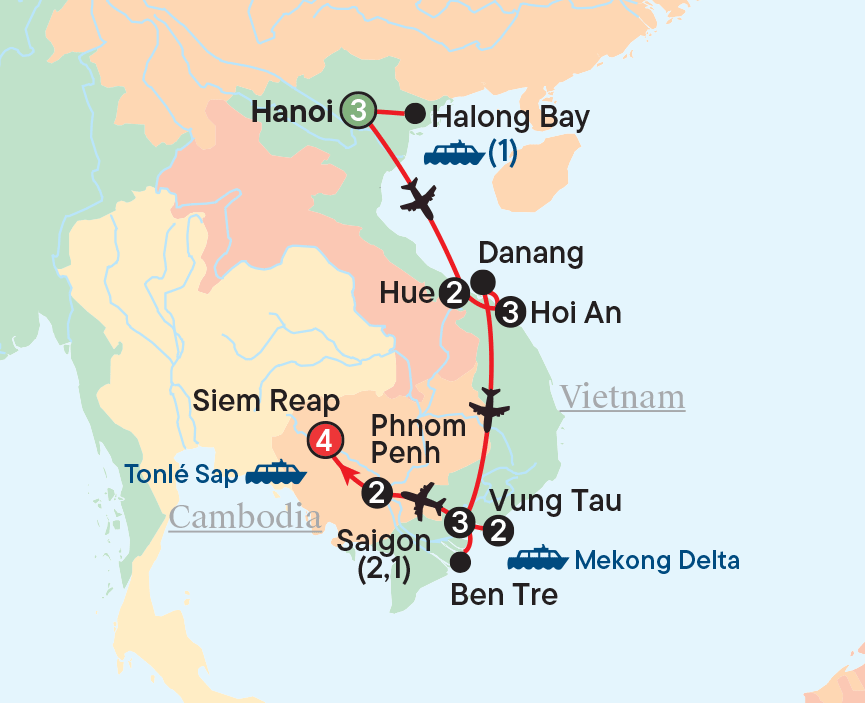 Map - Discover Vietnam & Cambodia 2027